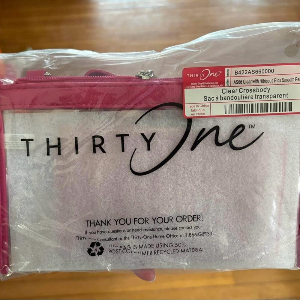 Thirty one clear crossbody pink
